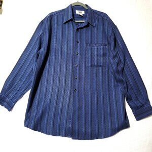 City Streets Mens Dress/Casual Shirt Sz L Button Down Long Sleeve Blue & Black